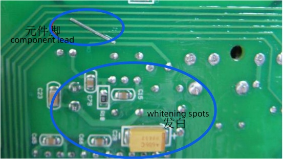 UV Adhesive Conformal Coating Process Specification 9 Component leads and whitening spots on PCB surface